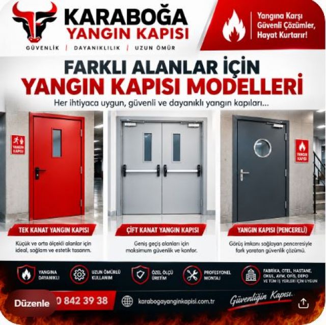 Yangın Kapısı Modelleri | Tek, Çift Kanatlı ve Camlı Modeller